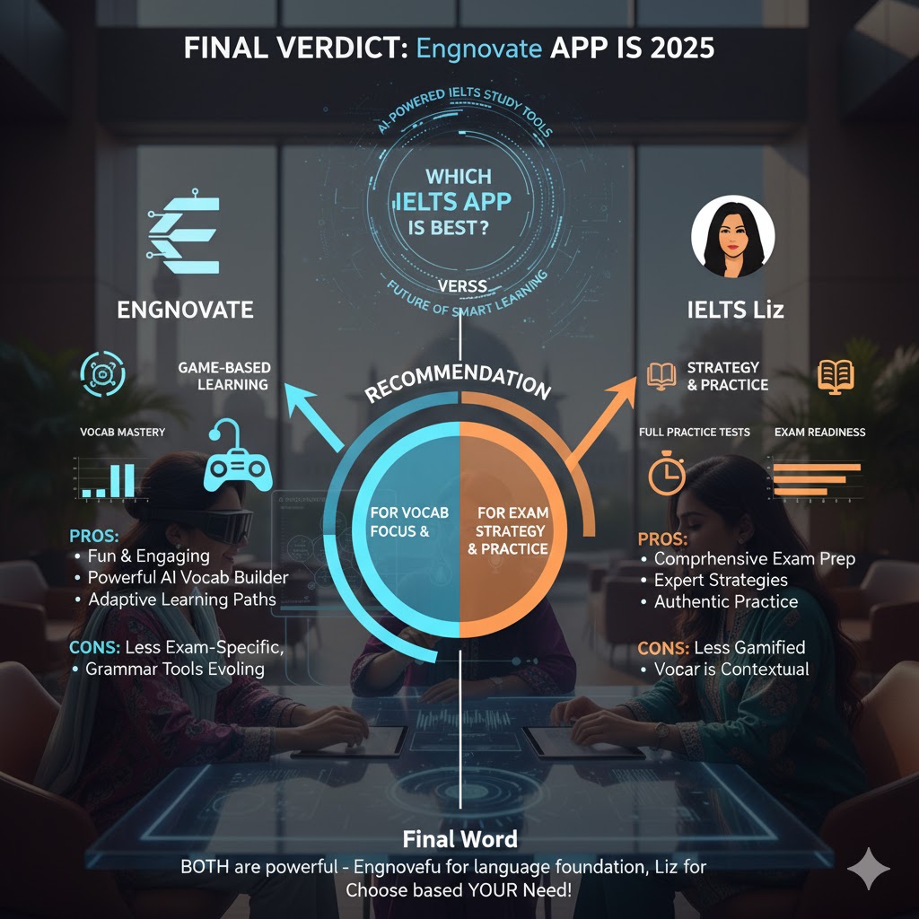 Final verdict Engnovate vs IELTS Liz 2025 which IELTS app is best
