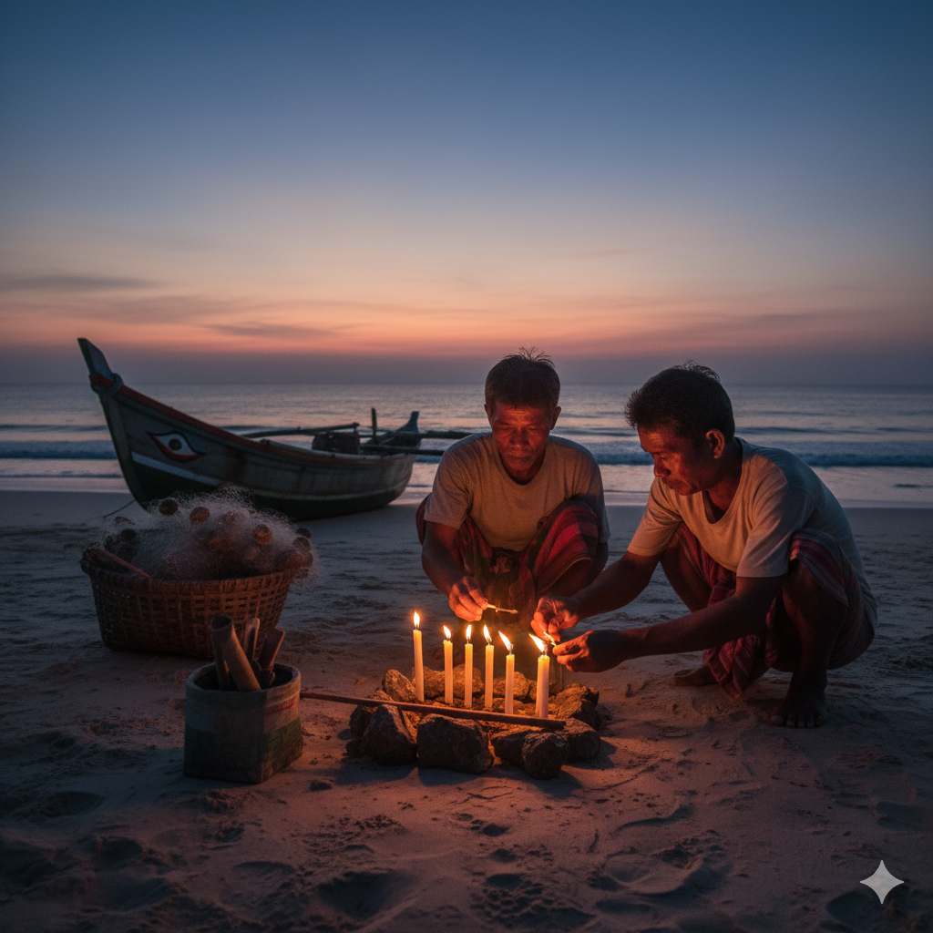 fishermen's dawn rituals prayers before sailing sunrise shore