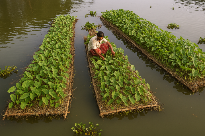Floating vegetable garden in Bangladesh floating-vegetation-island-floating-vegetable-garden-Bangladesh