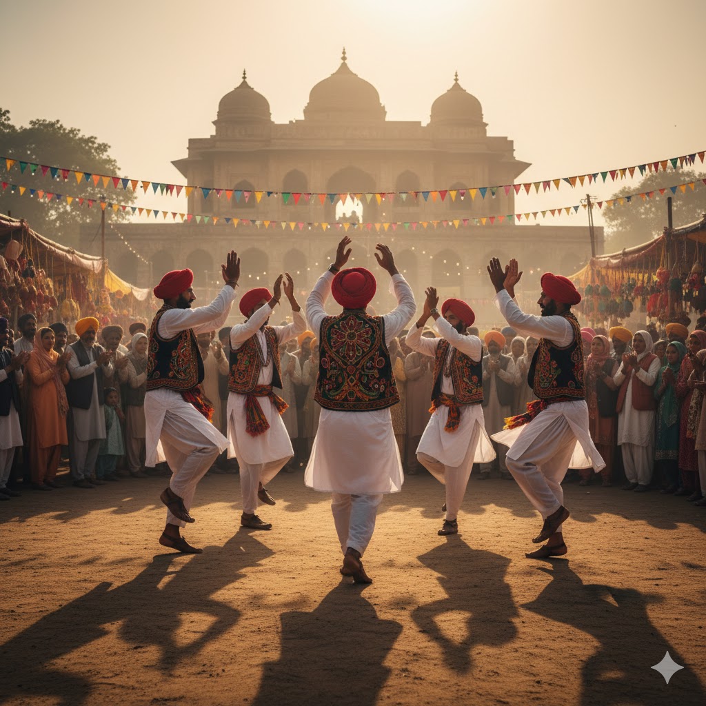 Folk dancers performing traditional Potohari dances at Rawalpindi local festival, Punjab