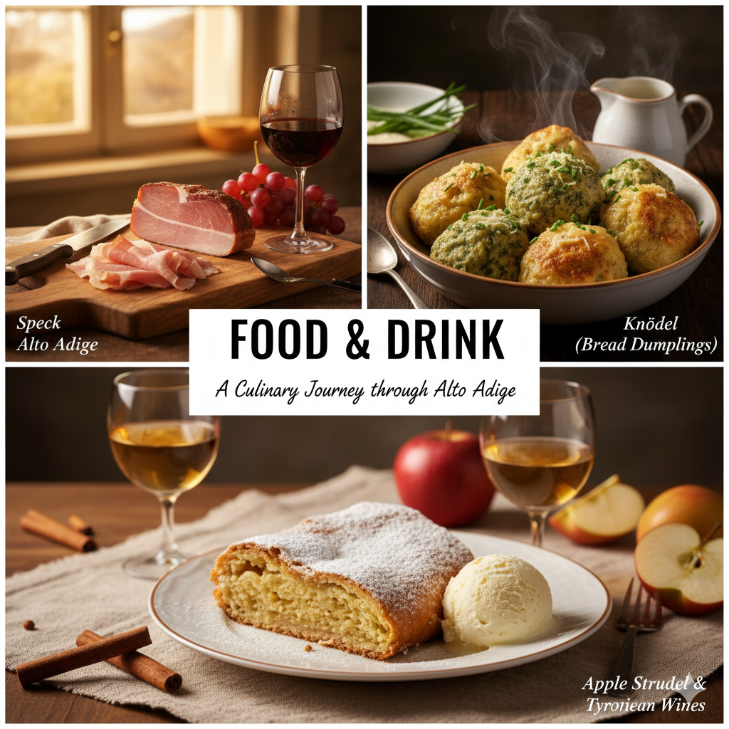   Food & Drink, Speck Alto Adige,  Knödel bread dumplings, cheese spinach, tyrolean wines