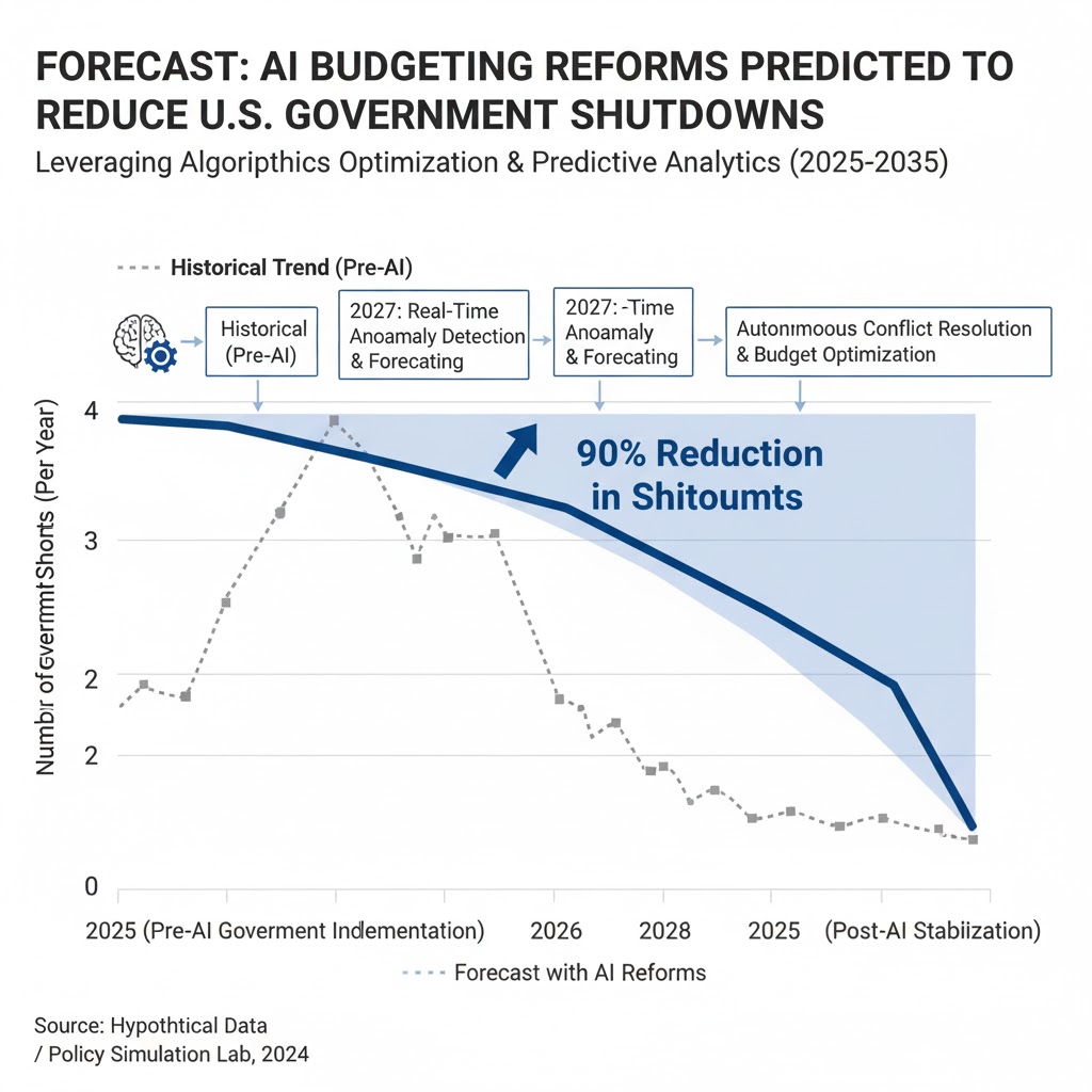 Forecast chart predicting reduced shutdowns through AI budgeting reforms