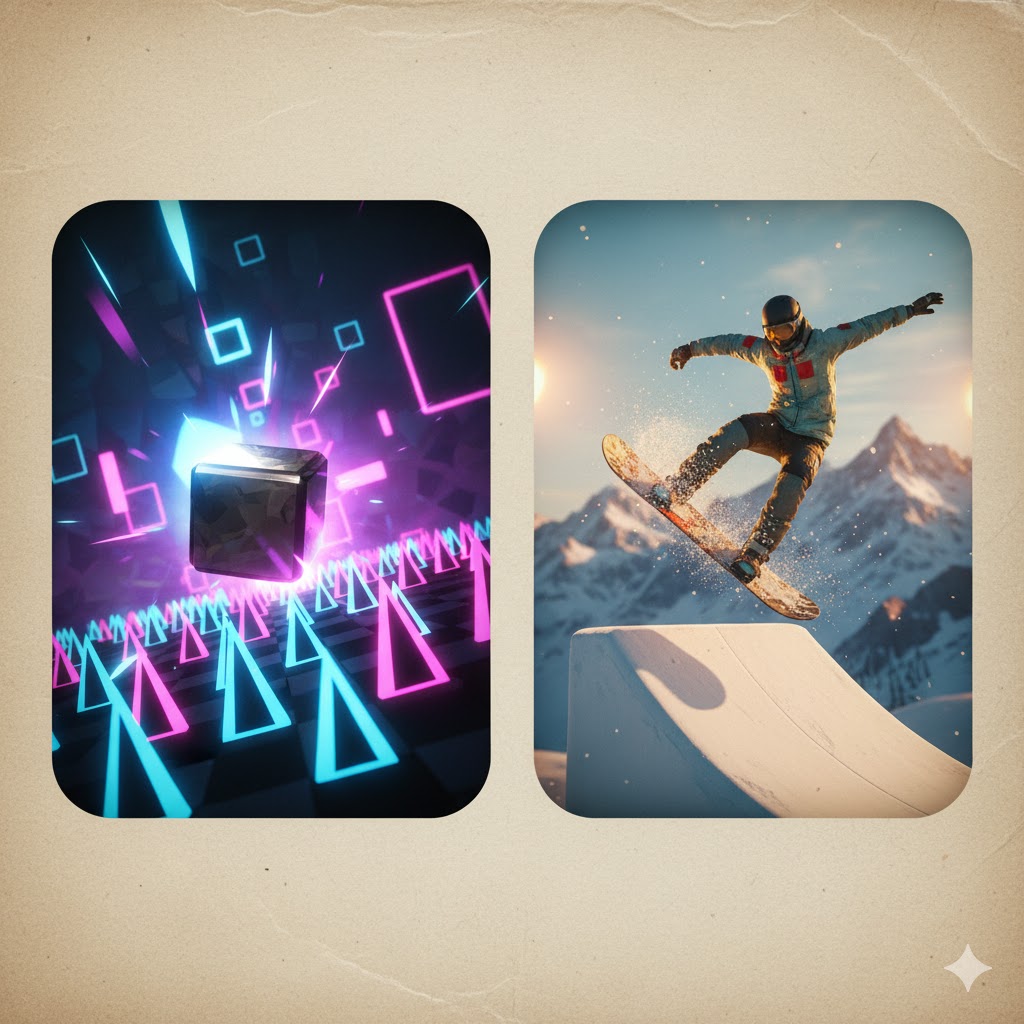 Geometry Dash & Snow Rider 3D