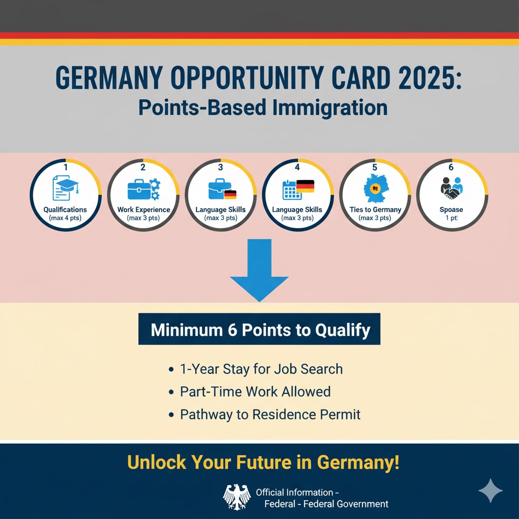Germany Opportunity Card 2025 points-based system infographic