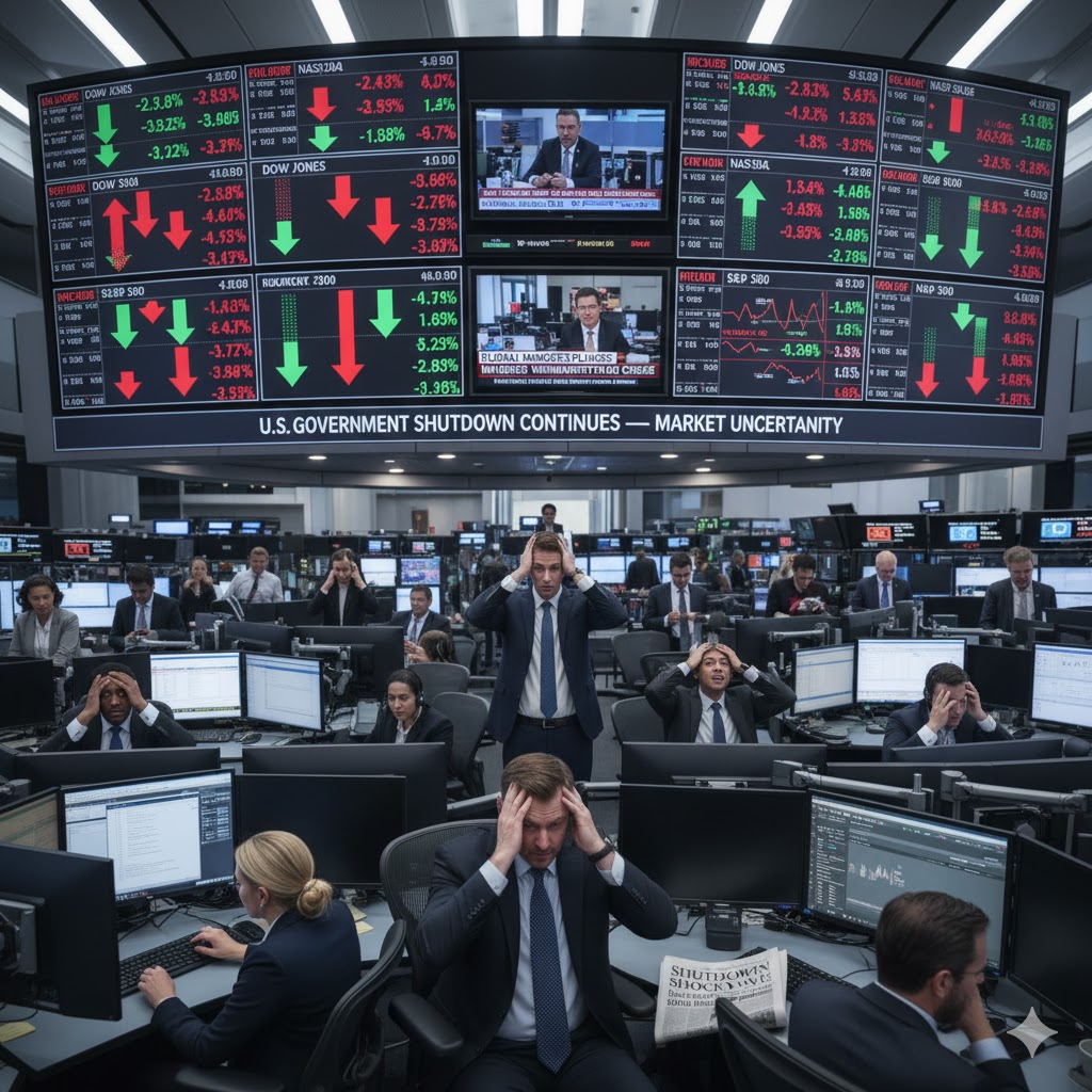Global stock market fluctuations during 2025 U.S. government shutdown