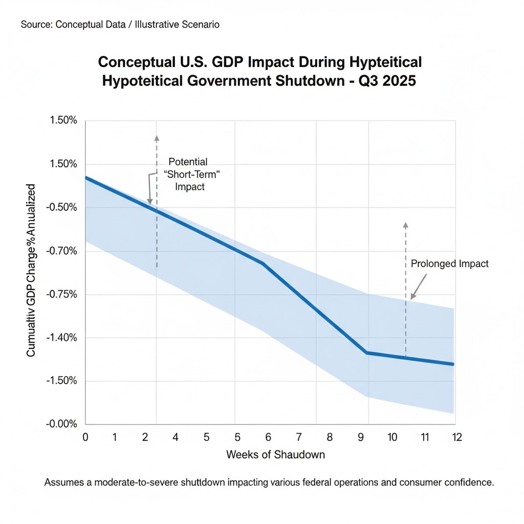 Graph showing GDP decline during U.S. government shutdown 2025