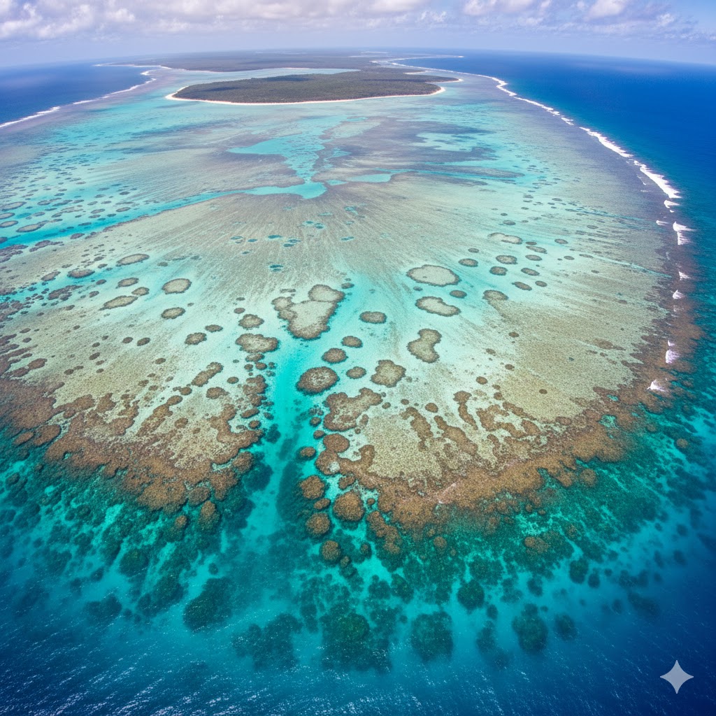 Great Barrier Reef aerial coral view in Australia