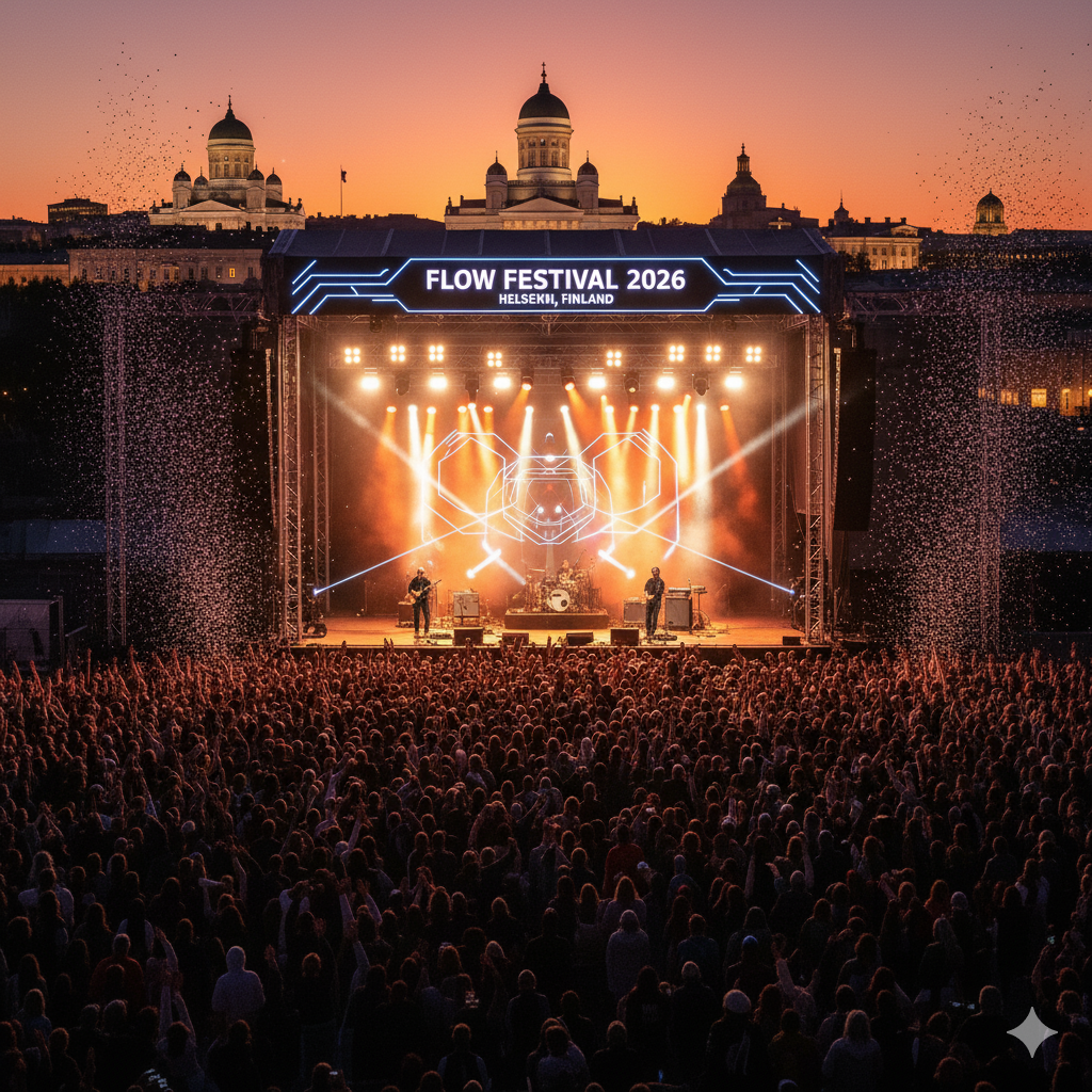 Helsinki summer sunset Flow Festival crowd