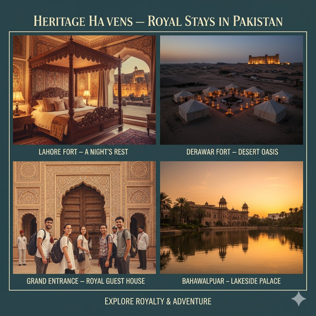 Heritage-style accommodation near Lahore Fort and Bahawalpur desert forts