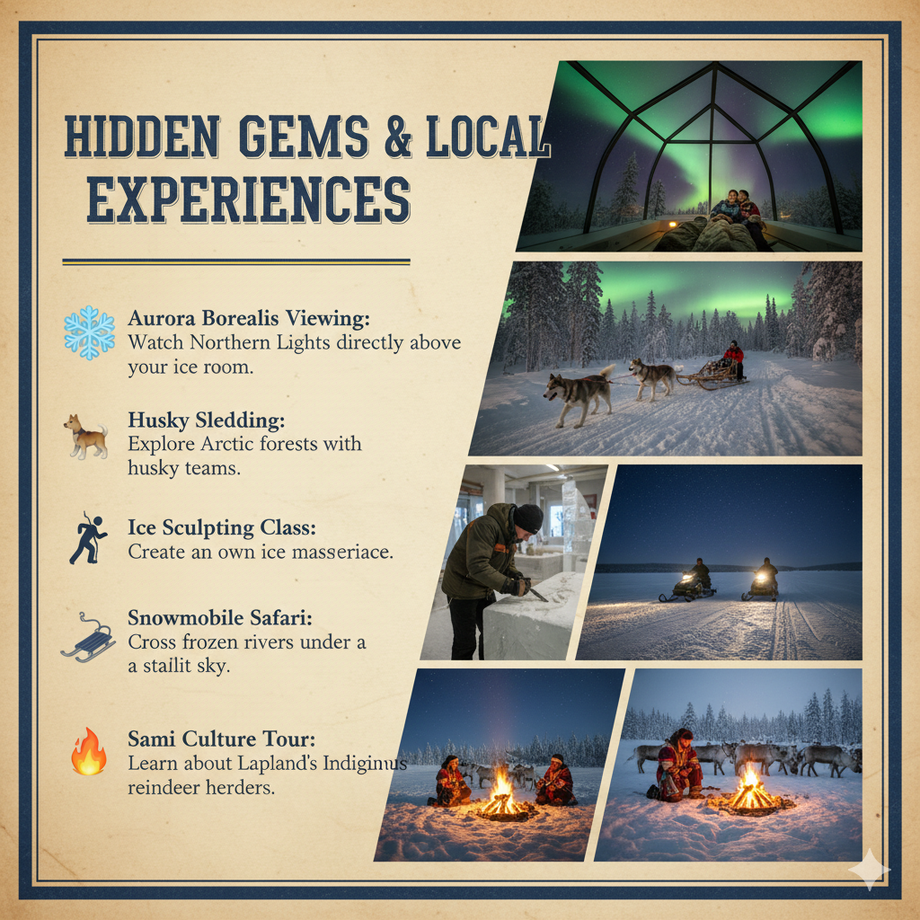 Hidden Gems - Aurora Borealis Viewing, Husky Sledding, Ice Sculpting Class, Snowmobile Safari Sami Culture Tour