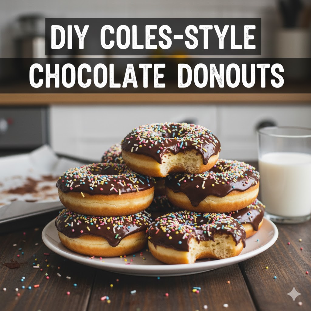 Homemade donuts on plate — DIY Coles-style chocolate donuts