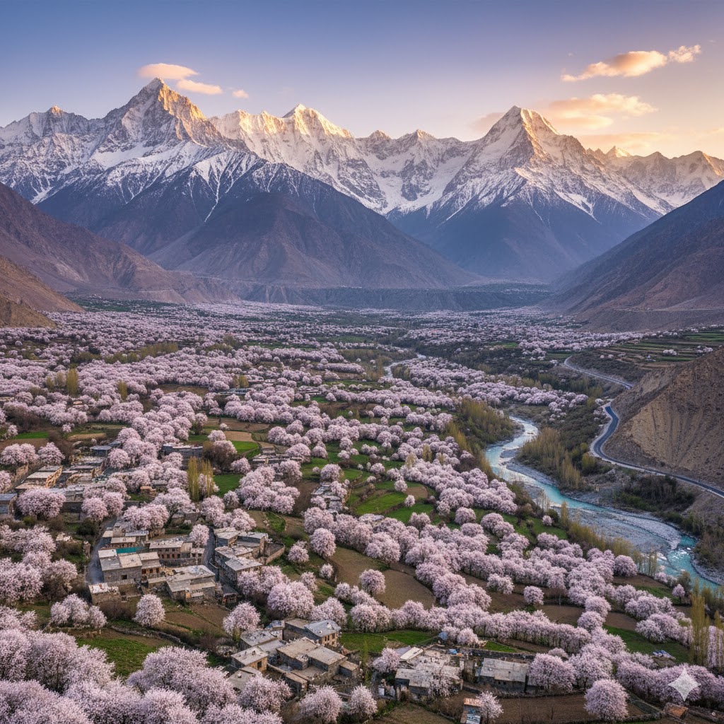 Hunza Valley cherry blossom season in spring