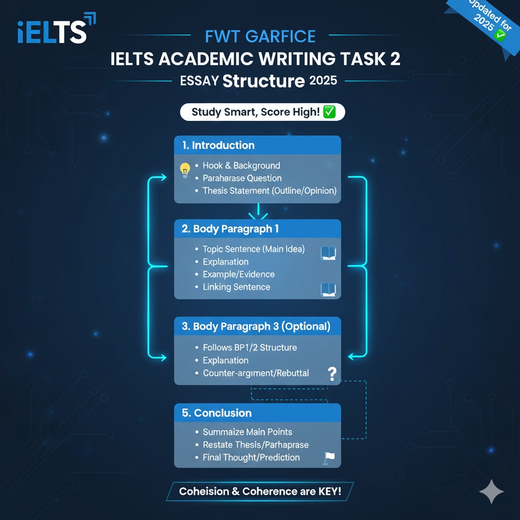 IELTS writing task structure chart 2025 for academic essay format