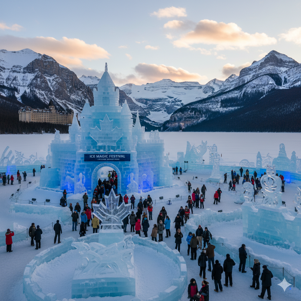 Ice Magic Festival at Lake Louise in Banff National Park, Alberta Canada