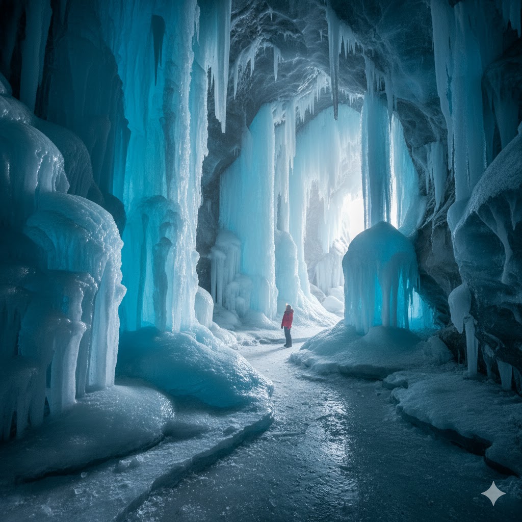 Icy stalagmites and frozen chambers inside Eisriesenwelt cave, Austria. Icy stalagmites and frozen chambers inside Eisriesenwelt cave, Austria.