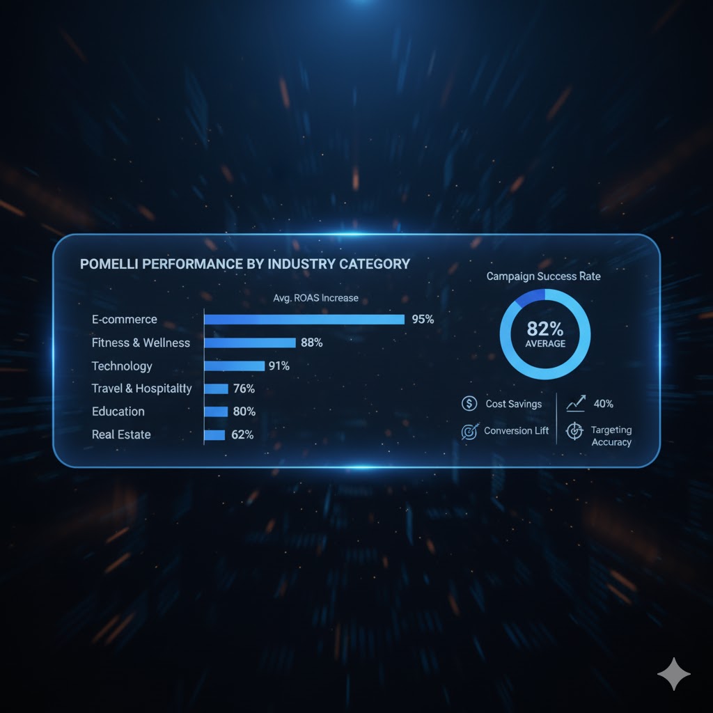 Infographic showing Pomelli performance by industry category