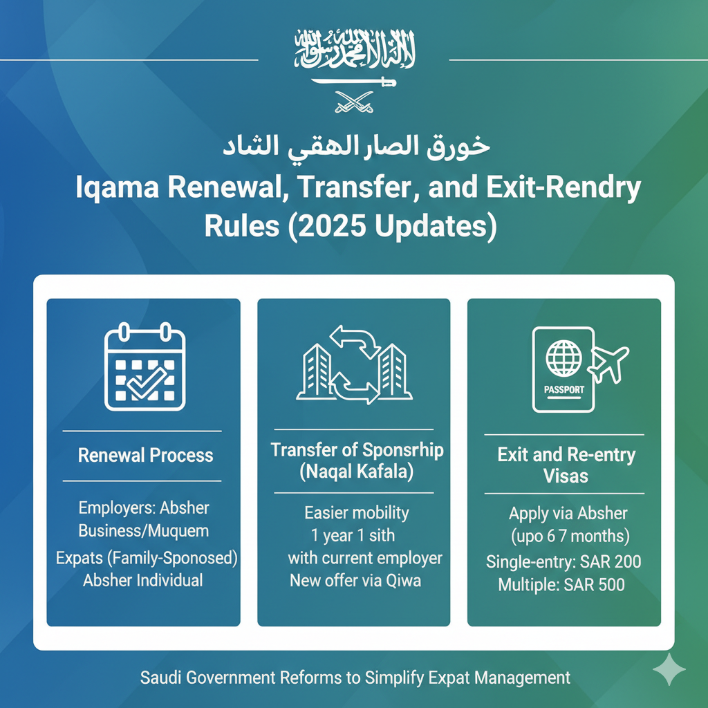 Iqama Renewal, Transfer, and Exit-Reentry Rules in Saudi Arabia