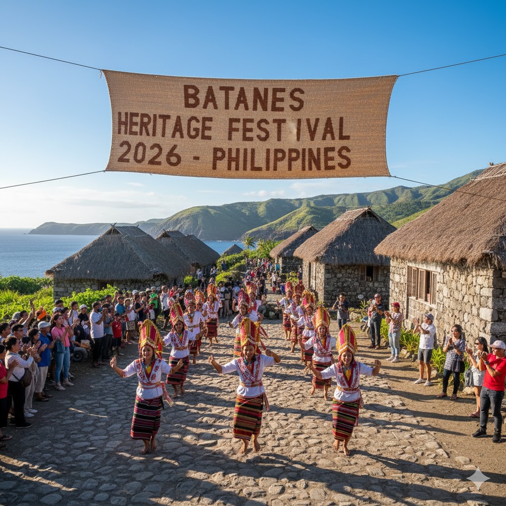 Ivatan performers dancing near stone houses during Batanes Heritage Festival 2026