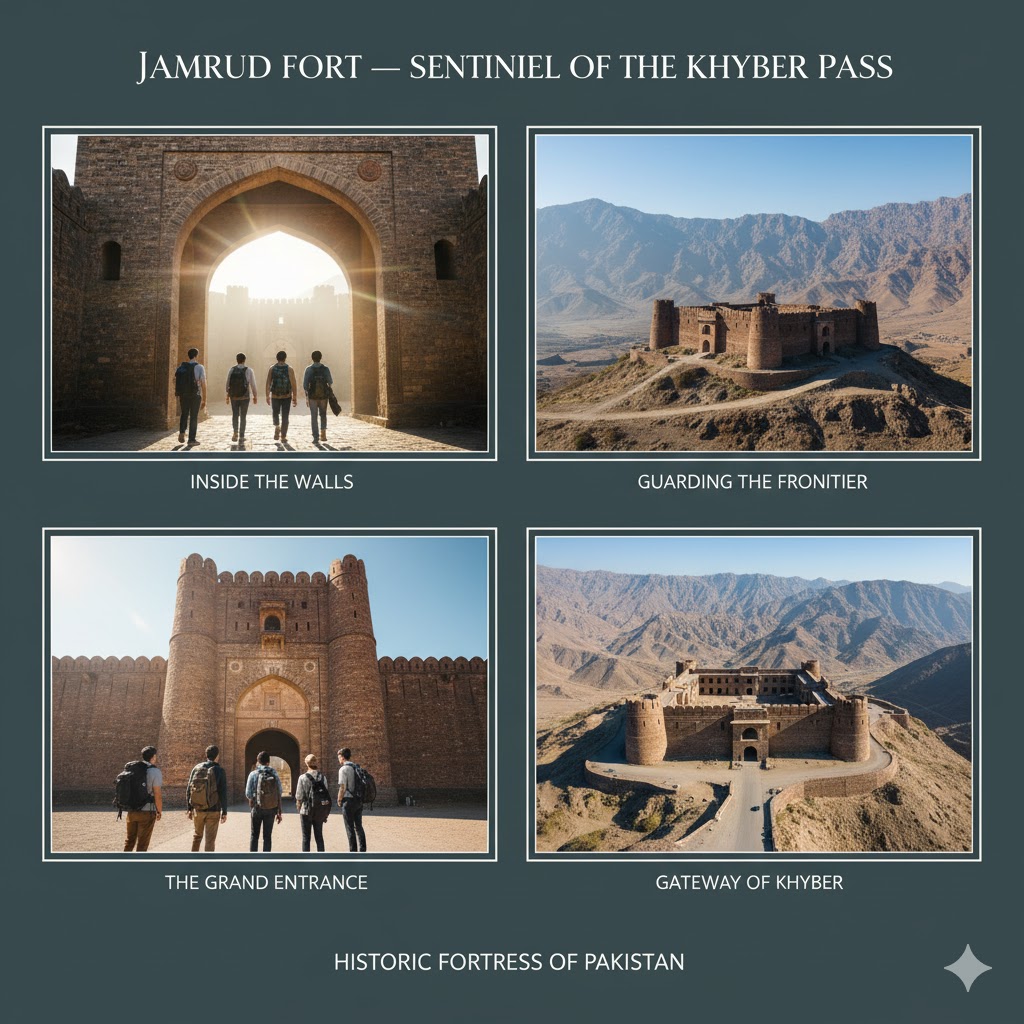Jamrud Fort standing tall at the gateway of Khyber Pass, surrounded by rugged mountains