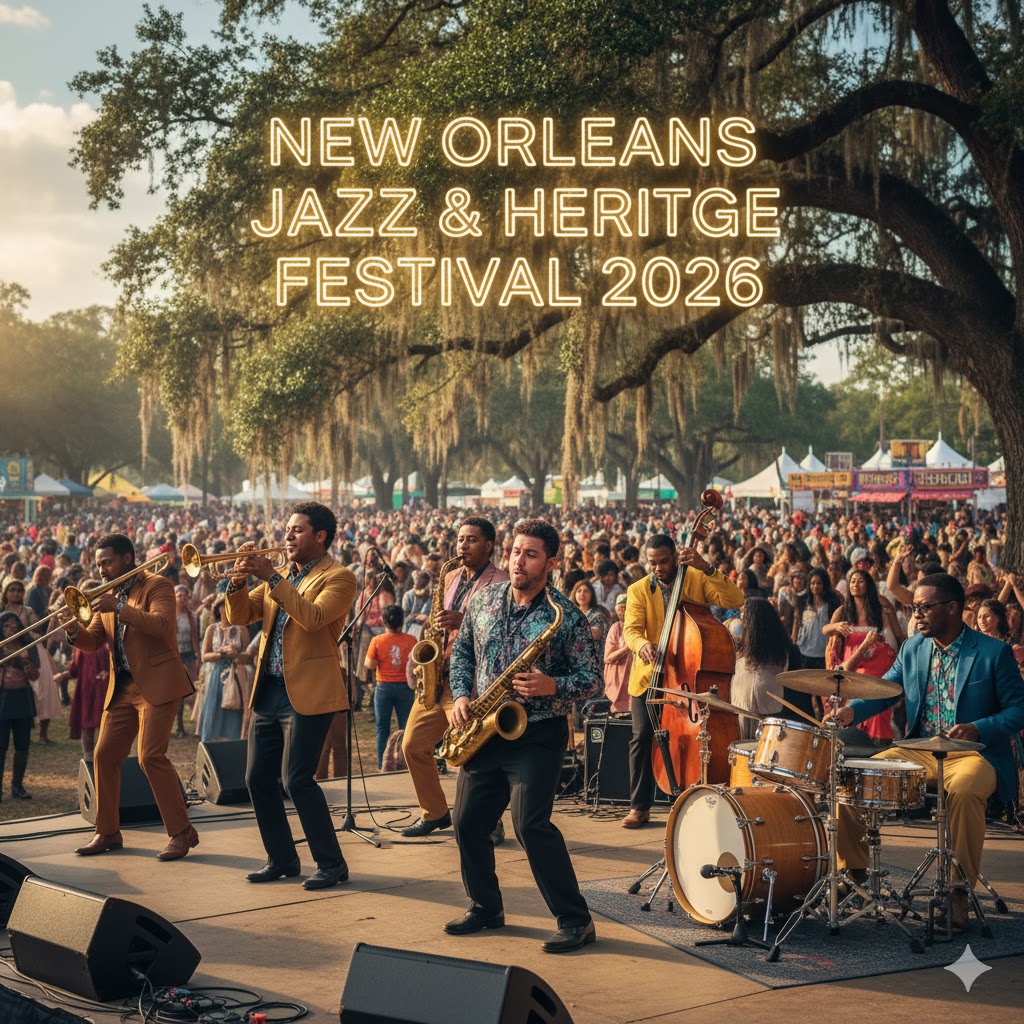 Jazz performers playing at New Orleans Jazz Festival 2026