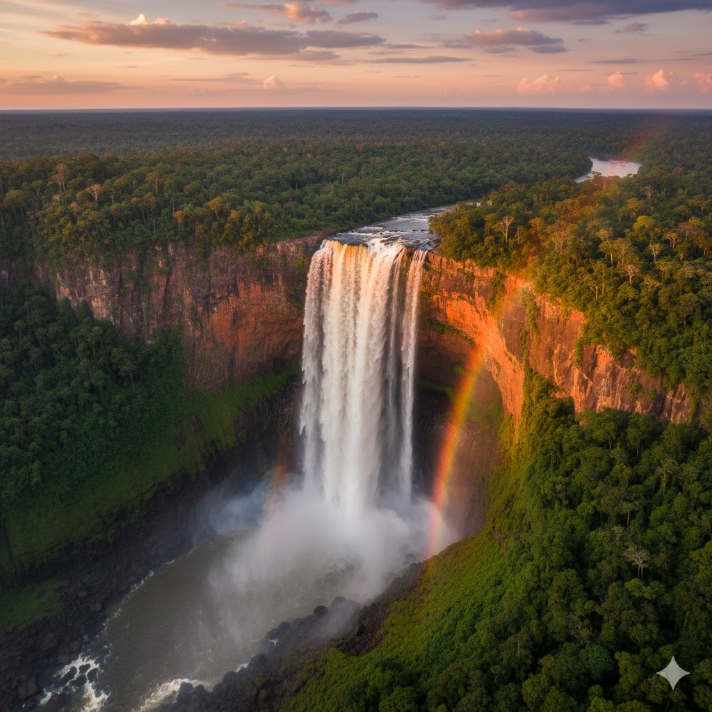 Kaieteur Falls plunging into tropical gorge, Guyana