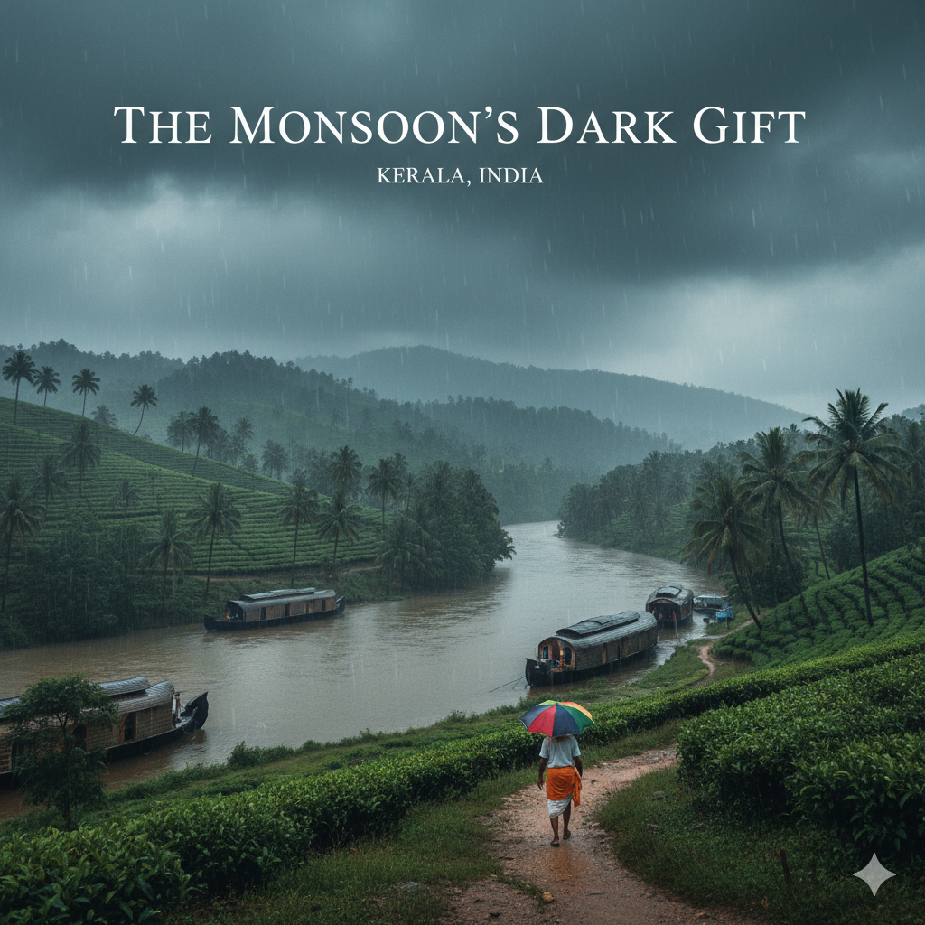 Varkala Beach Kerala, seasonal black sand beach during monsoon rains in India