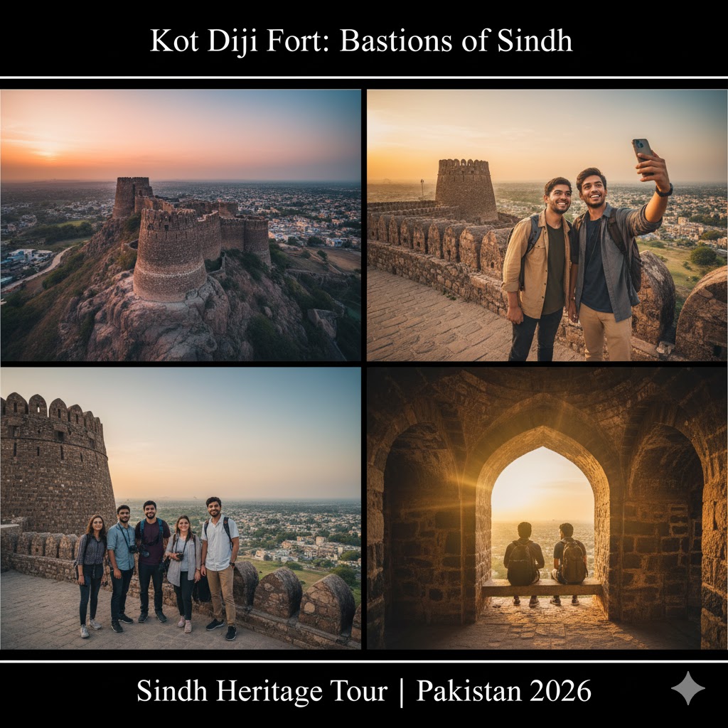Kot Diji Fort stone bastions over Khairpur town, historic forts in Sindh Pakistan