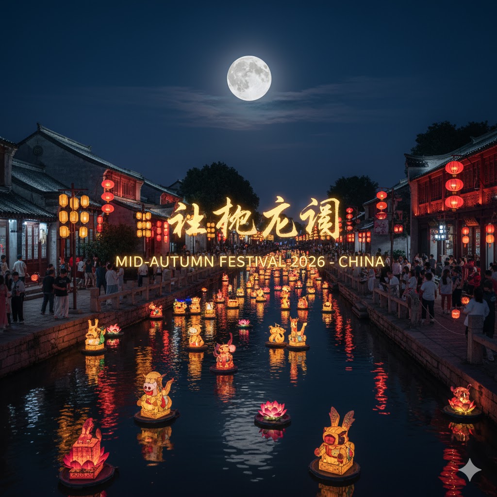 Lanterns glowing during Mid-Autumn Festival 2026 in China