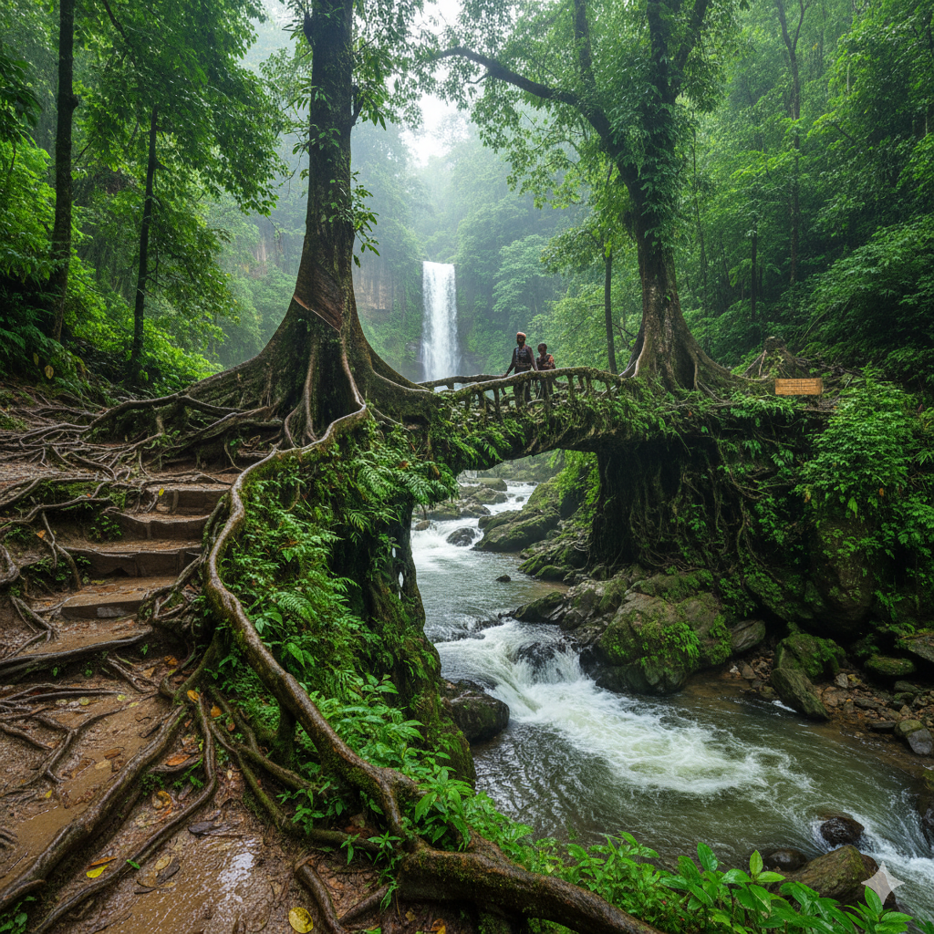 Living Root Bridge in Cherrapunji, Meghalaya – Nature’s handmade wonder