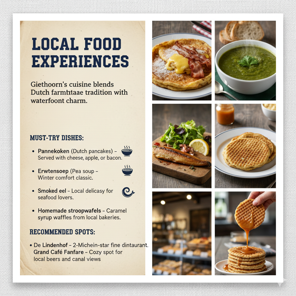 Local Food - Pannekoeken (Dutch pancakes), Erwtensoep (Pea soup), Homemade stroopwafels, Smoked eel