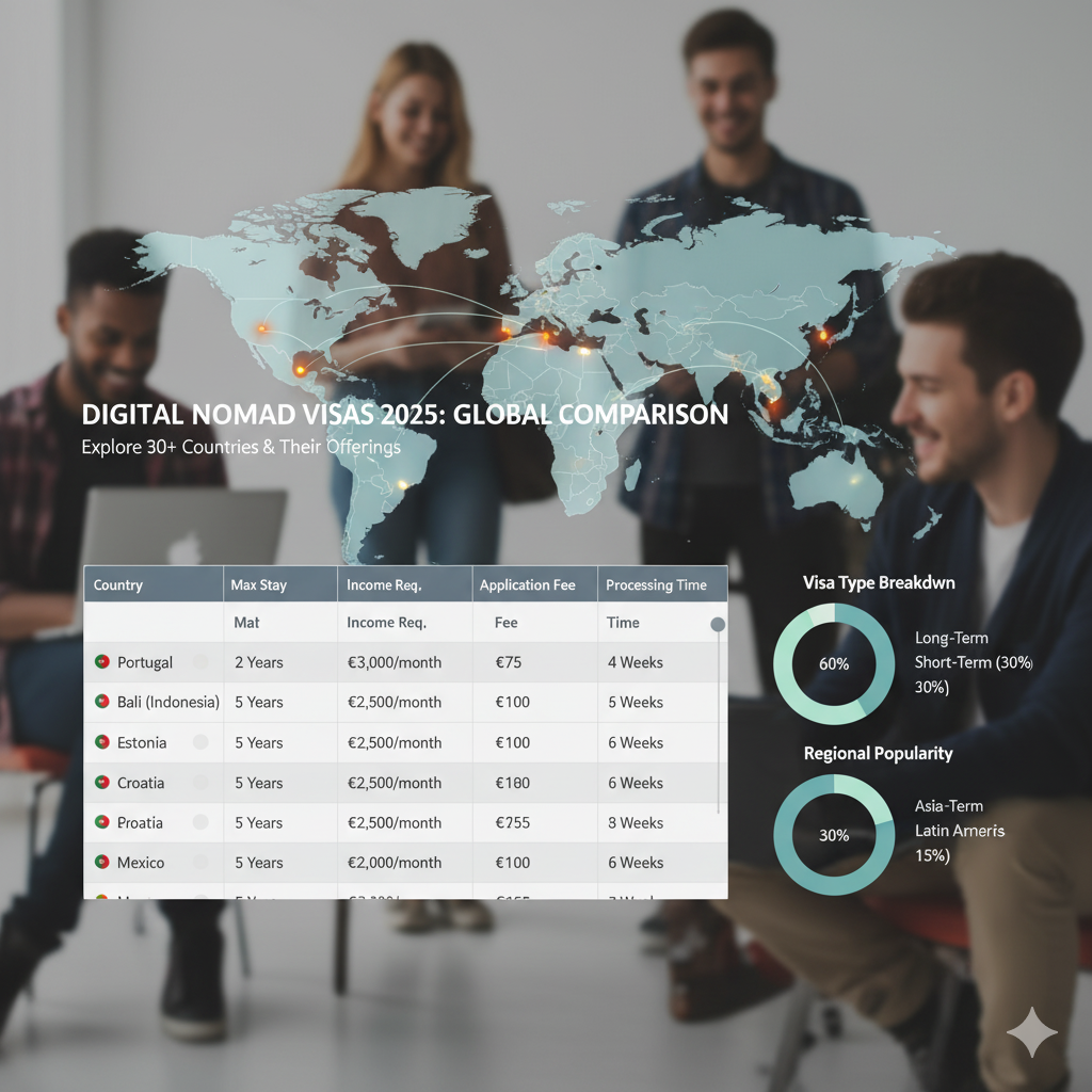 digital nomad visas 2025 comparison map