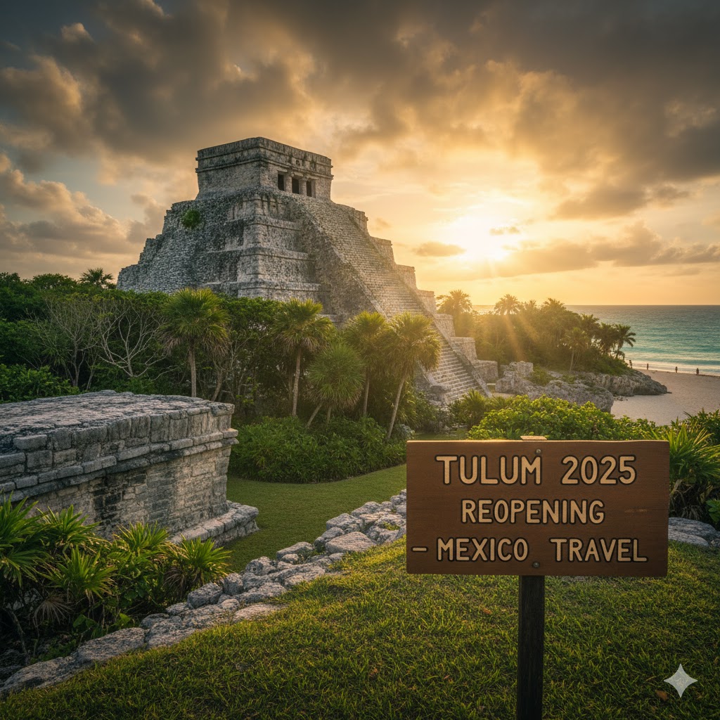 Mayan ruins surrounded by jungle Tulum 2025 travel Mexico reopening