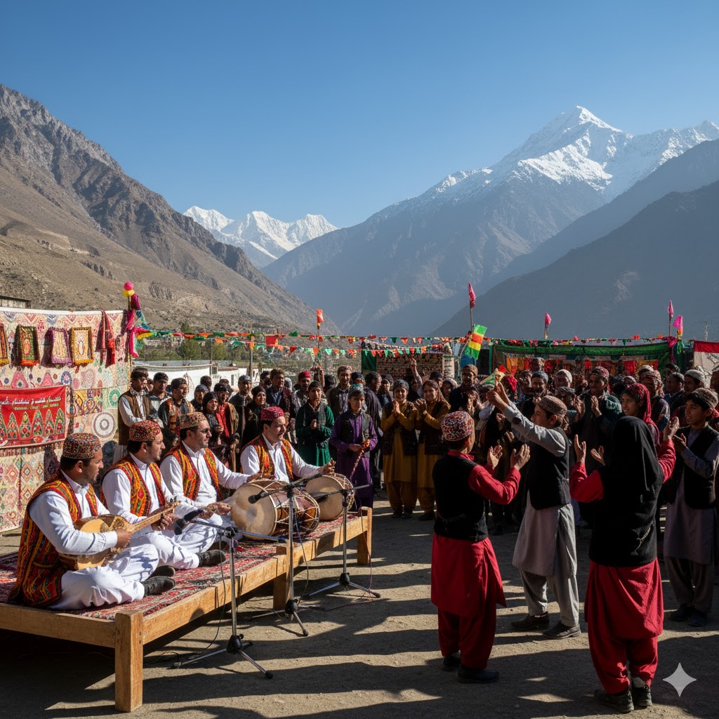Musicians performing folk tunes during Navroz Festival in Hunza Valley Musicians performing folk tunes during Navroz Festival in Hunza Valley
