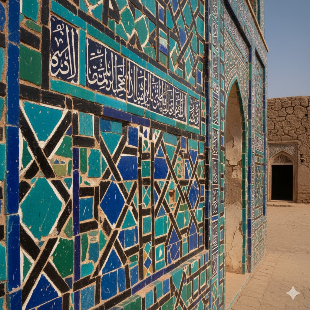 Ornate tile work on the tomb of Hazrat Jalaluddin Bukhari in Uch Sharif, Southern Punjab