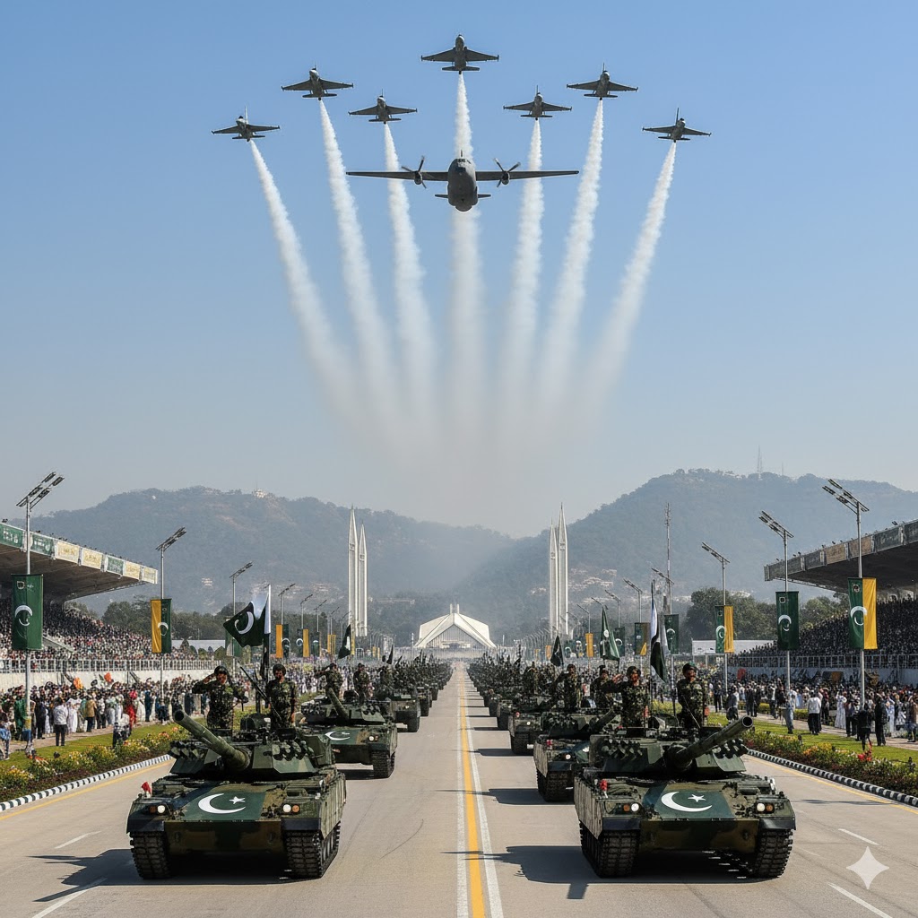 Pakistan Army and Air Force participating in Pakistan Day Parade in Islamabad