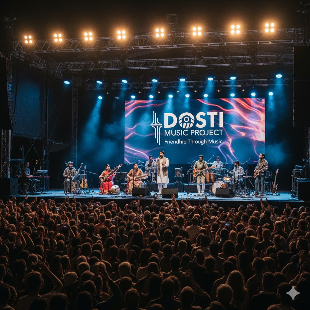 Pakistani and international artists performing together at Dosti Music Project concert
