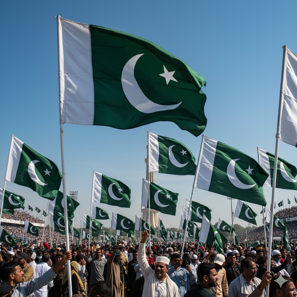 Pakistani flags waving to mark Youm-e-Takbir