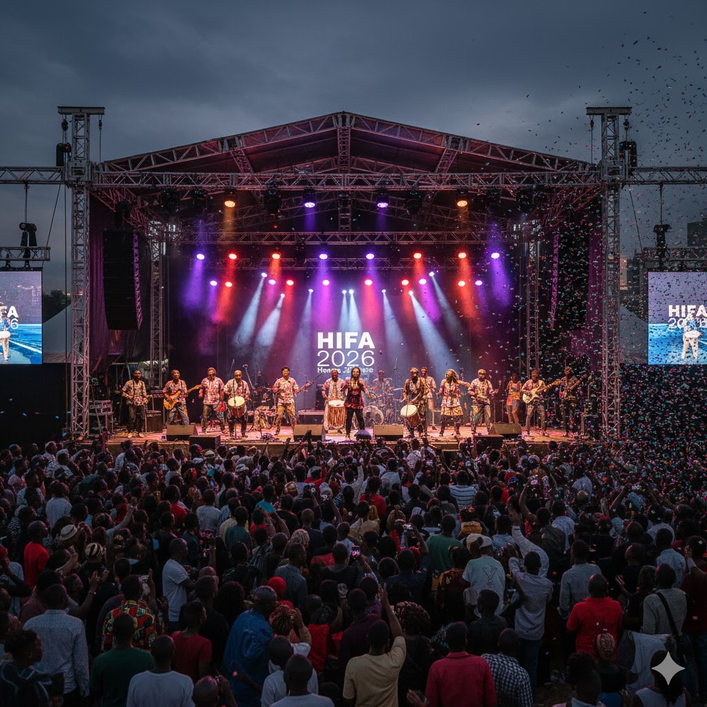 Performers on stage at Harare International Festival of the Arts 2026.