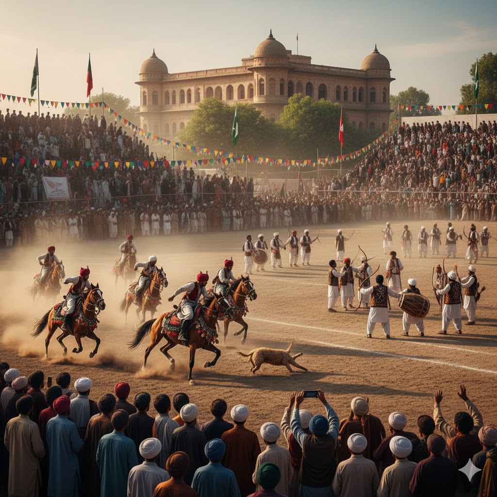 Peshawar Traditional Games Festival showcasing Buzkashi, archery, and Pashtun cultural performances