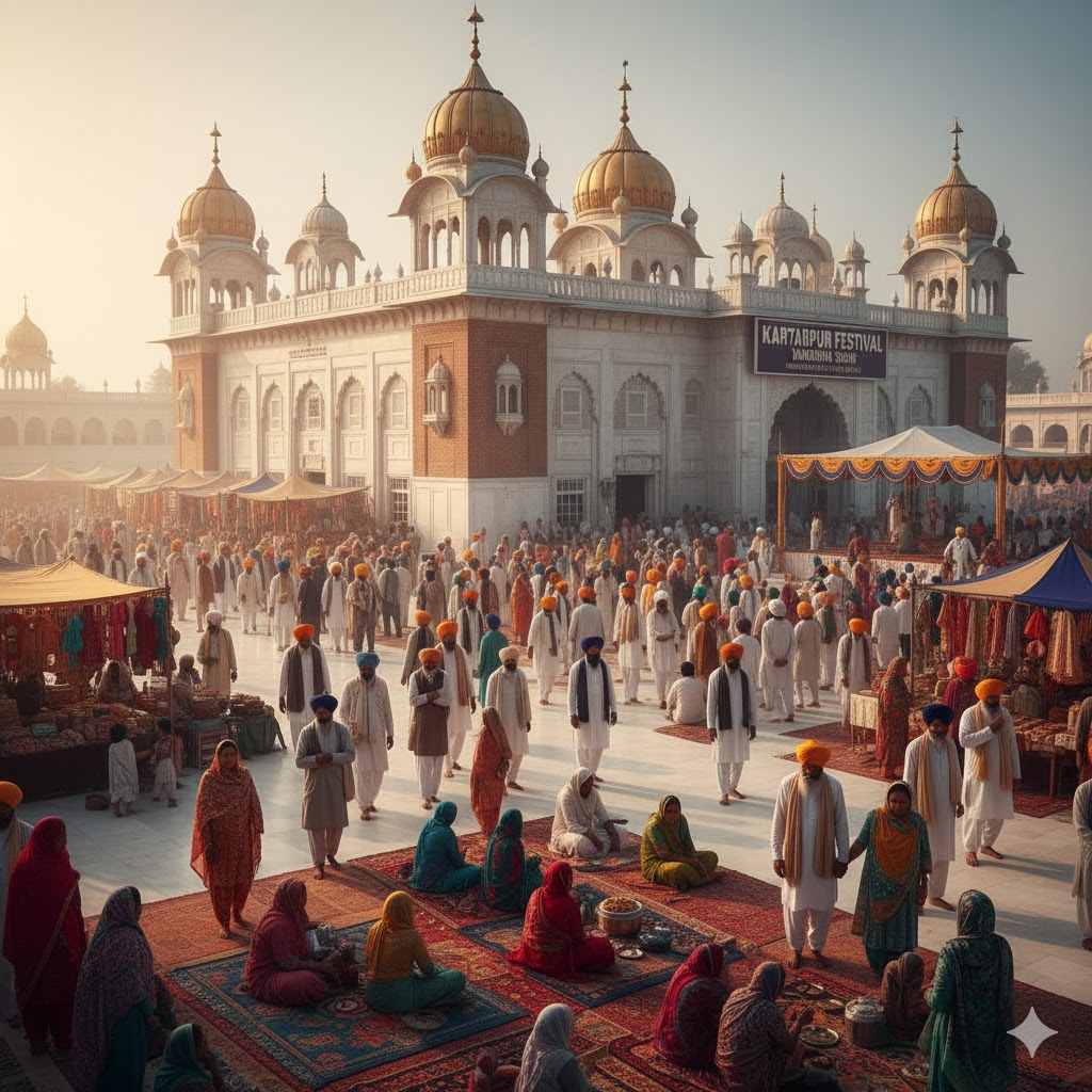 Pilgrims and tourists attending Kartarpur Festival at Nankana Sahib, Punjab.
