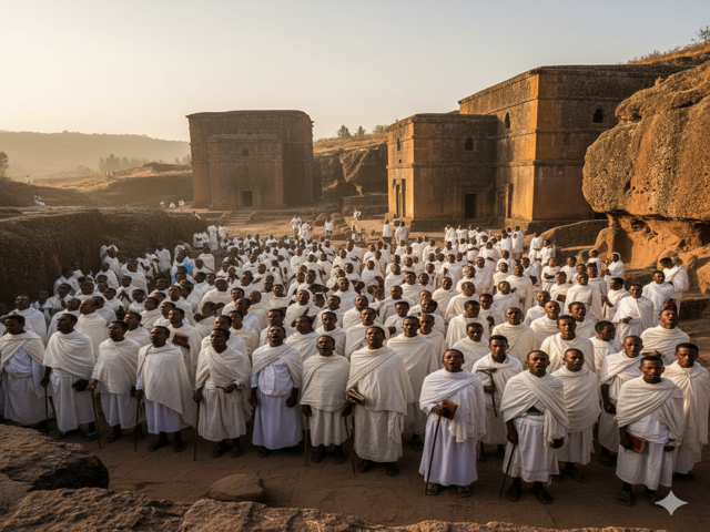 Lalibela pilgrims during Timkat Festival Ethiopia
