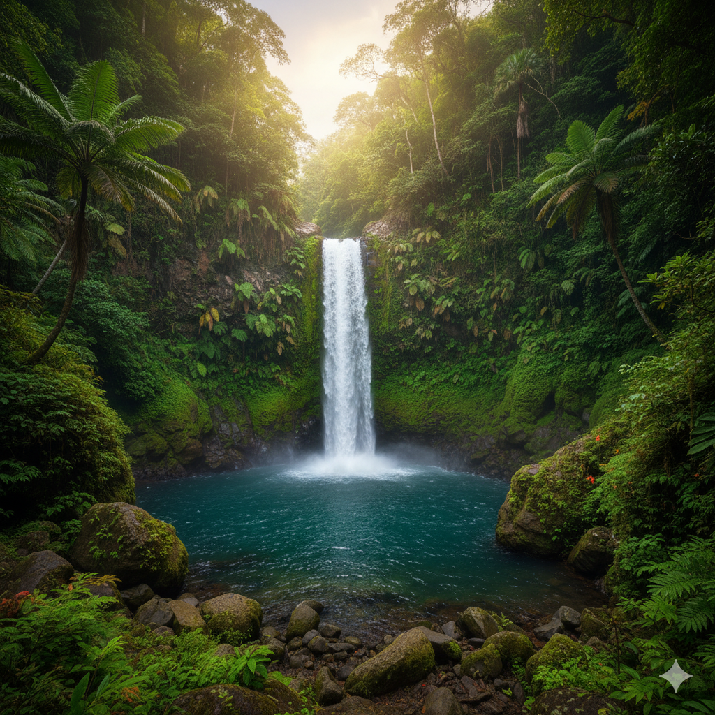 Pinaisara Falls, Okinawa's tallest waterfall, nestled in a lush jungle