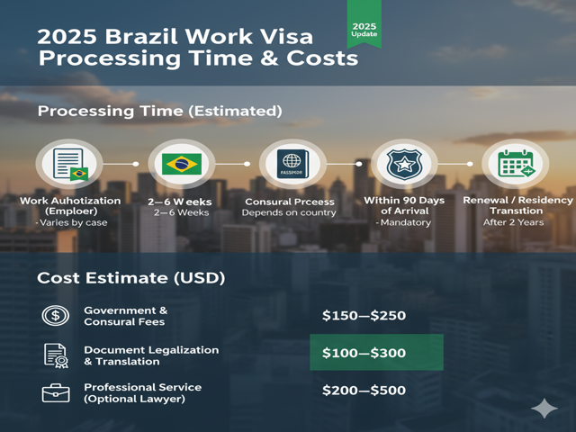Processing Time & Costs for Brazil Work Visa 2025
