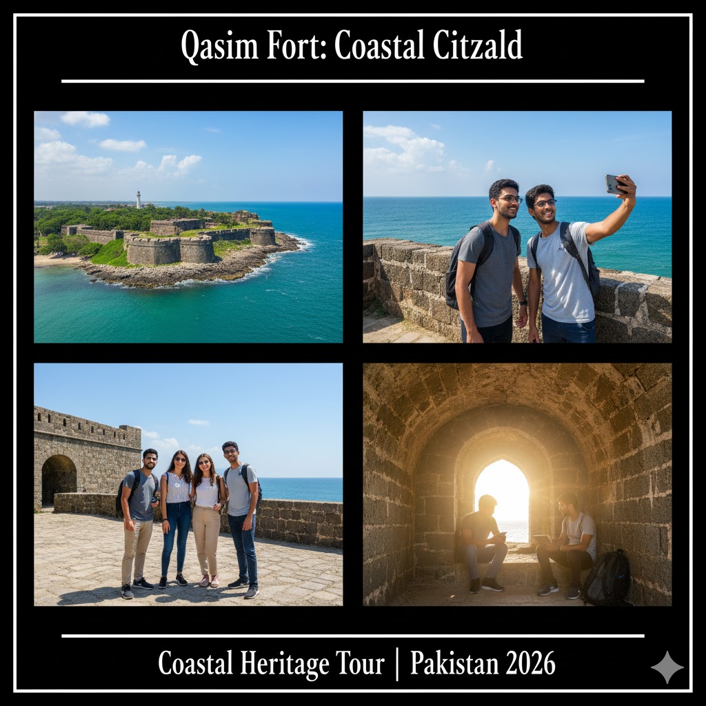 Qasim Fort near Manora Beach, historic coastal fort of Pakistan under daylight sky