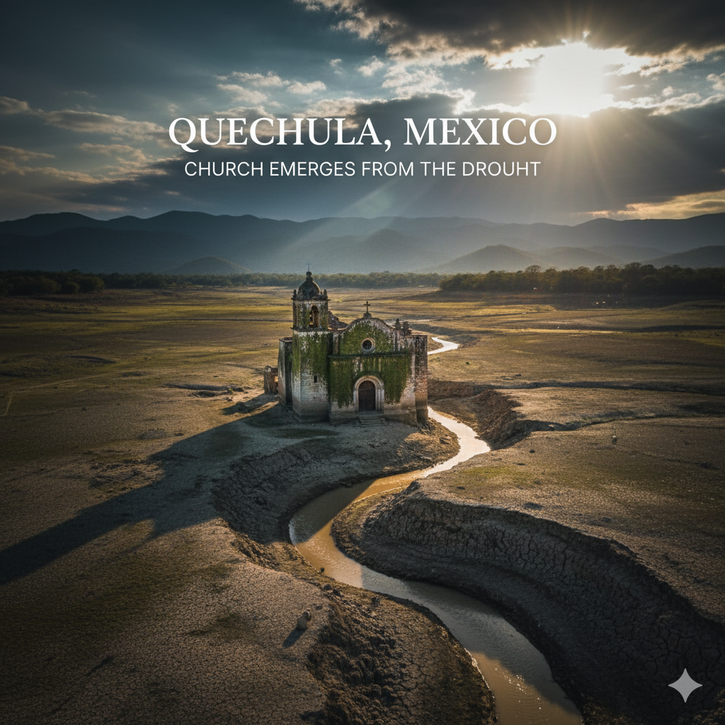 drought revealed sunken towns Quechula Mexico church emerges from reservoir
