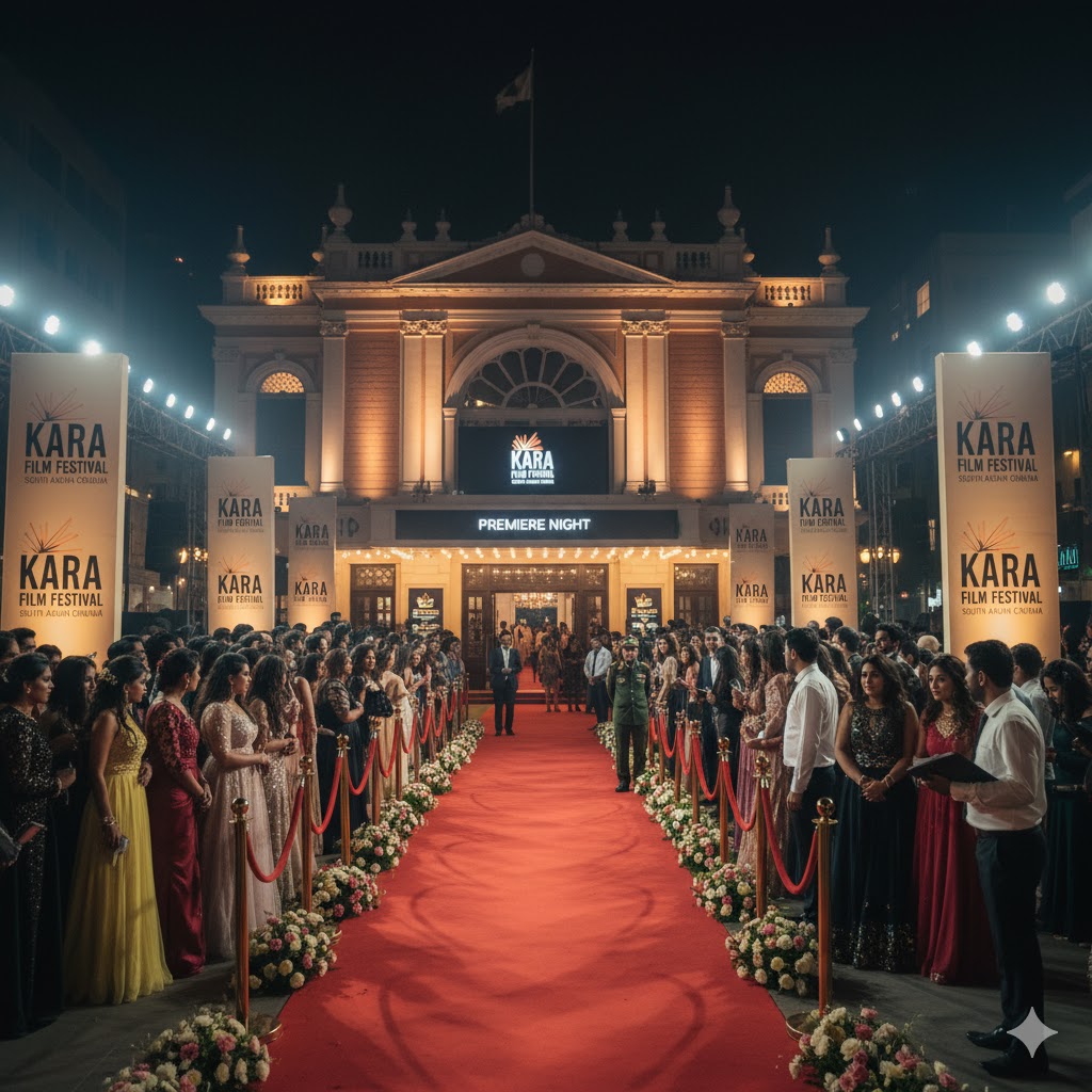 Red carpet and audience at Kara Film Festival Karachi showcasing South Asian cinema