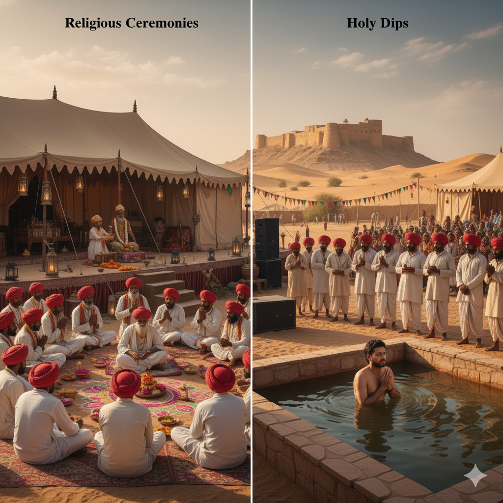 Religious Ceremonies & Holy Dips at camel festival Rajasthan