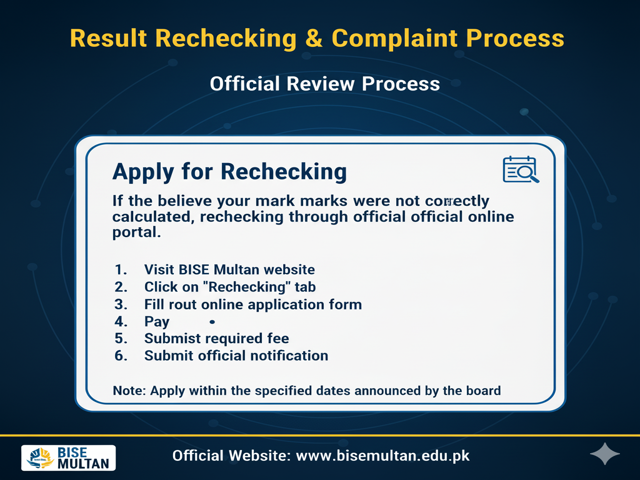 Result Rechecking & Complaint Process for BISE Multan Board
