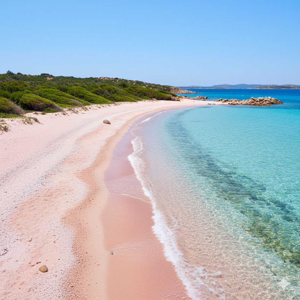 phosphorescent mineral beach Budelli Sardinia pink sand glow