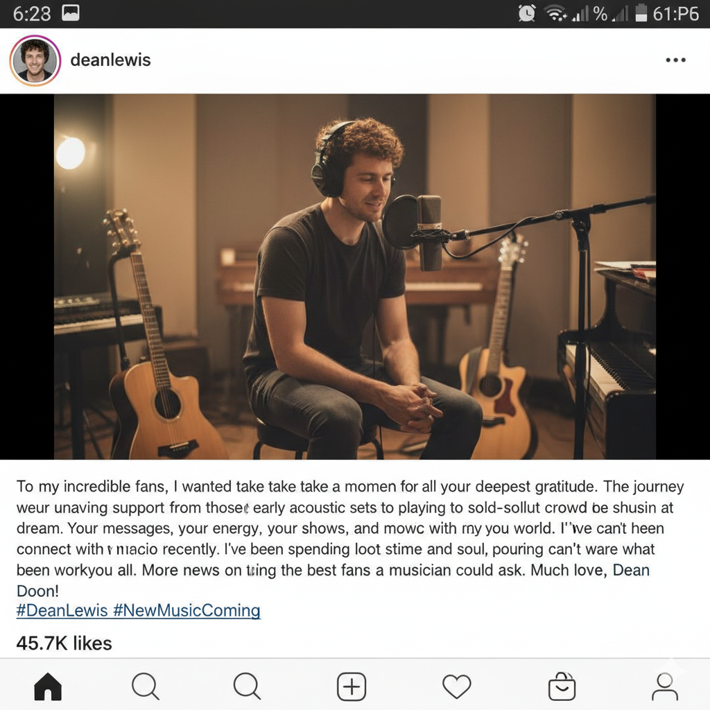 Dean Lewis official statement post on social media